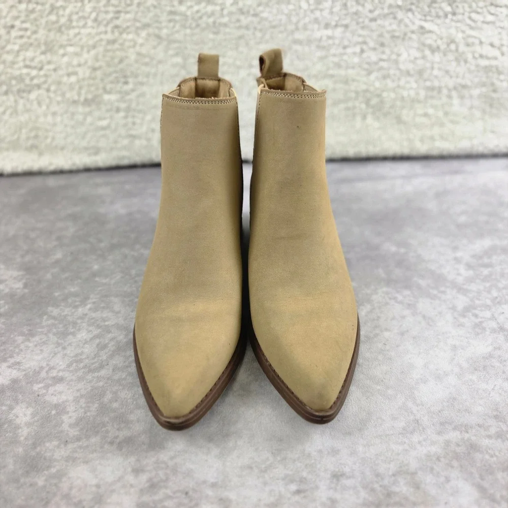 Serra Womens Tan Faux Suede Pointed Toe Ankle Boots Block Heel Size 7 S1464